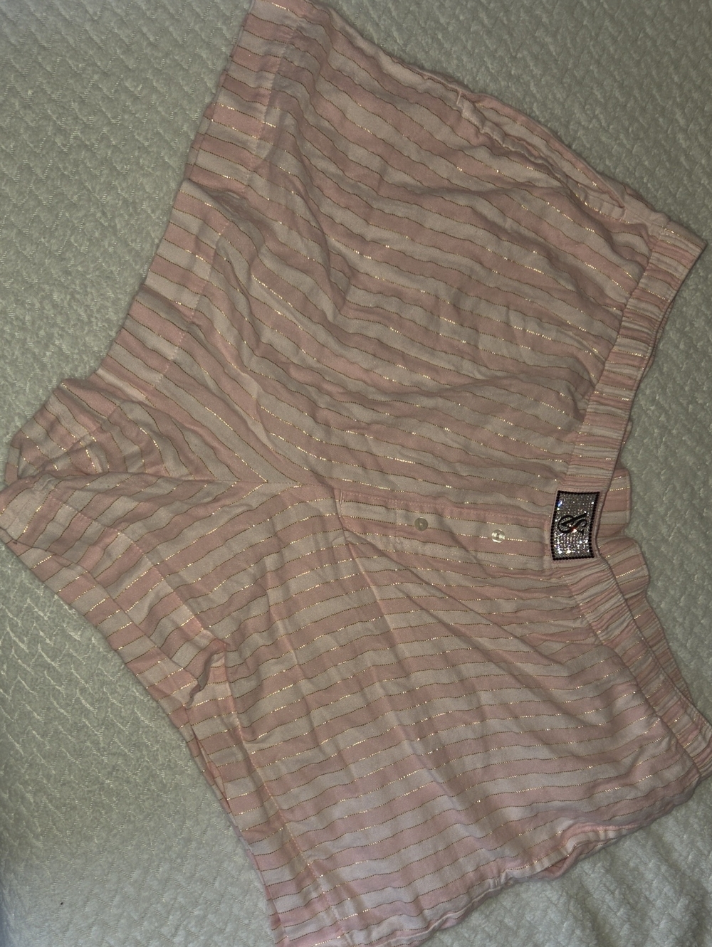 Victoria's Secret Pink Striped Sleep Shorts with Shimmer